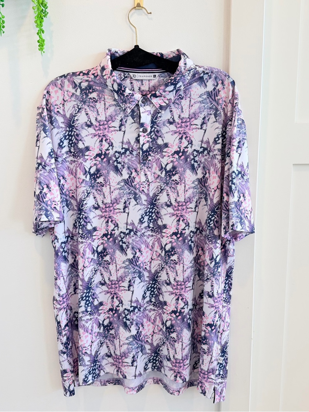 7 Diamonds Floral Print Lightweight Polo Golf Shirt Men’s Size XL